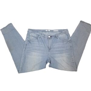 Kensie Effortless Ankle Mid-Rise Acid Washed‎ Striped Jeans Size 14 Women's
